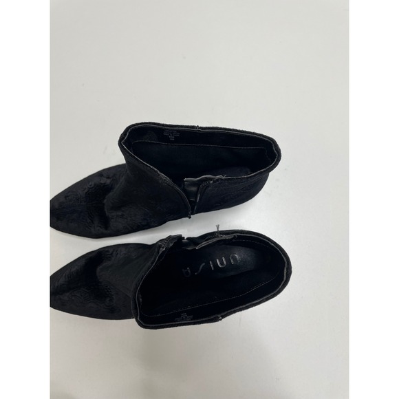 Unisa Black Velvet Floral Emboss Ankle Boots Block Heel Romantic Dark Witchy 8.5 - Picture 13 of 13